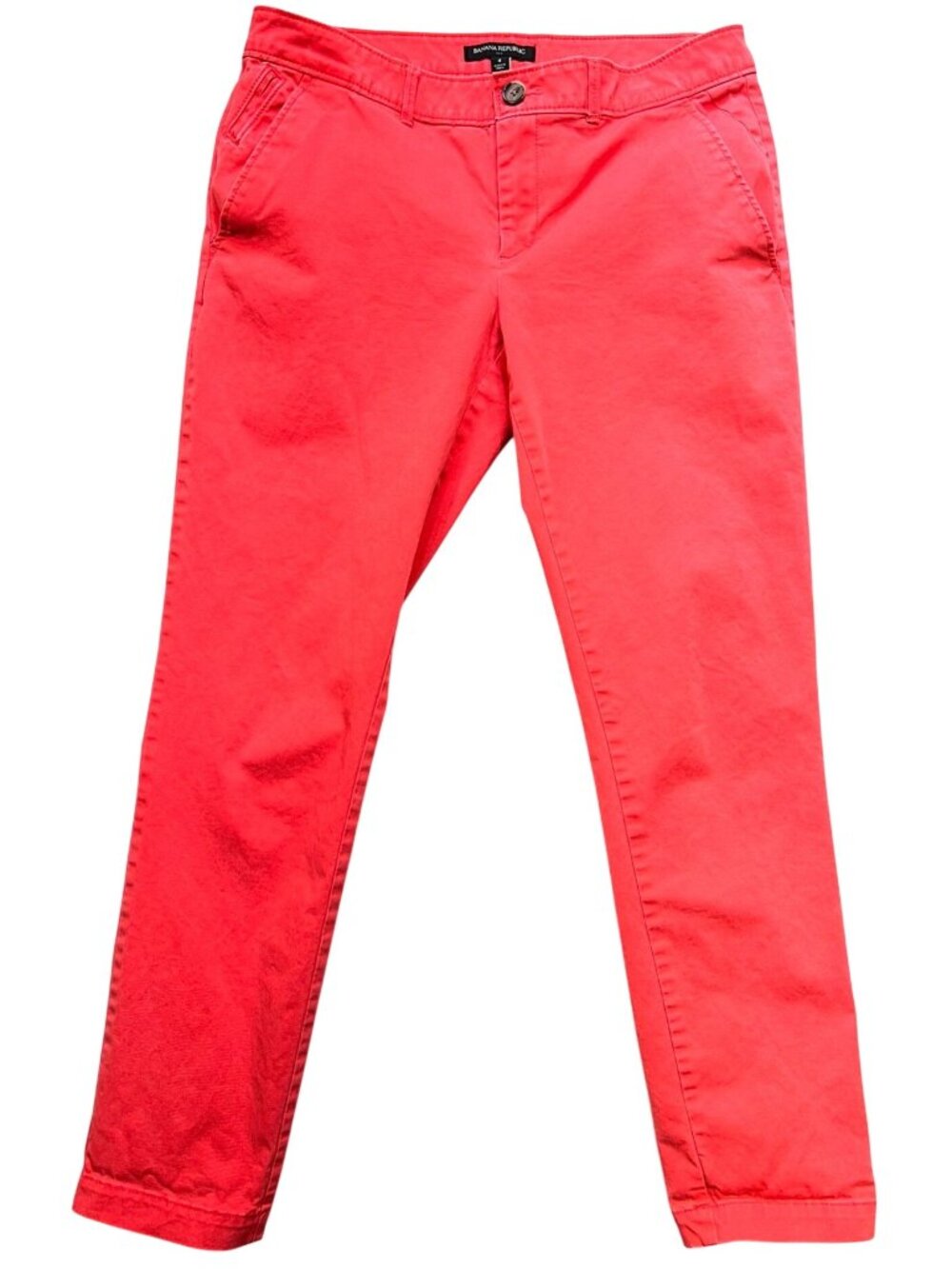 Banana Republic Women's Slim Fit Chino Pants Flat Front Stretch Size 4 Red